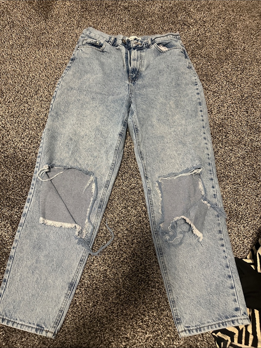 Light Wash Distressed Straight-Leg Jeans